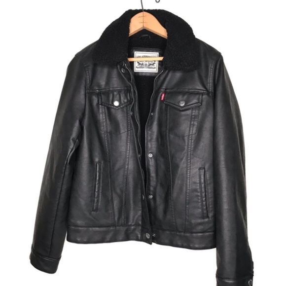 COPY - NEW Levi's Vegan Leather Sherpa Trucker Jacket M - Picture 2 of 8